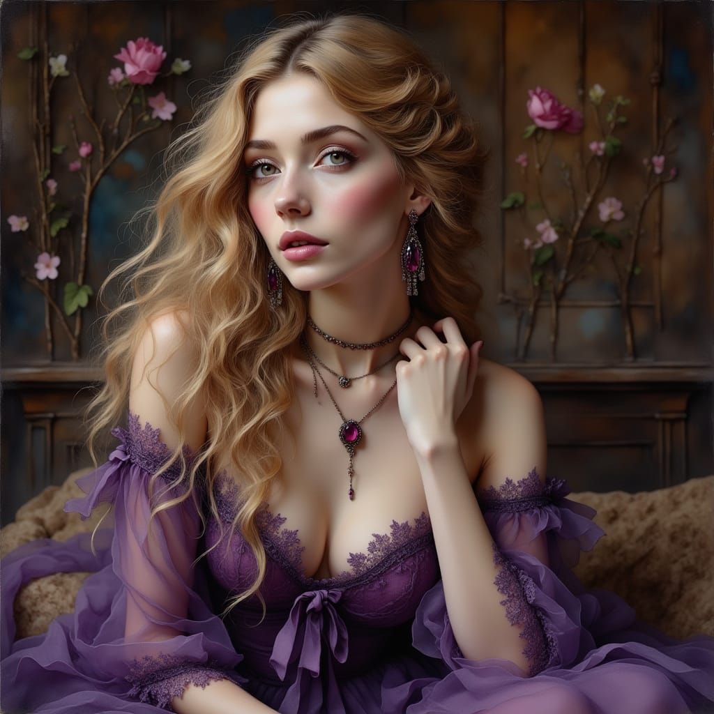 Elegant Woman in Lavender Hues