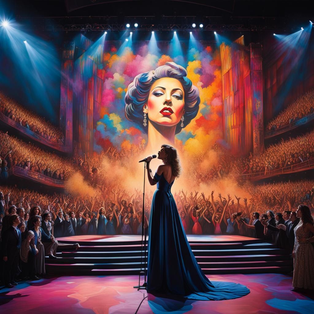 Opera Singer on Stage: Hyperrealistic Splash Art