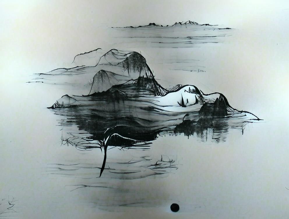 Black Ink Sketch on Rice Paper