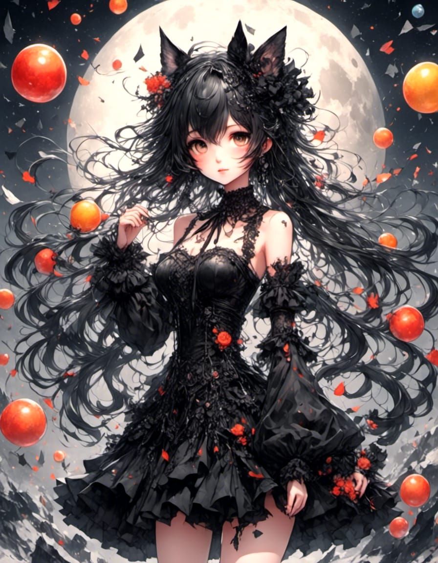 Teenage Girl in Emo Dress Anime Manga Style