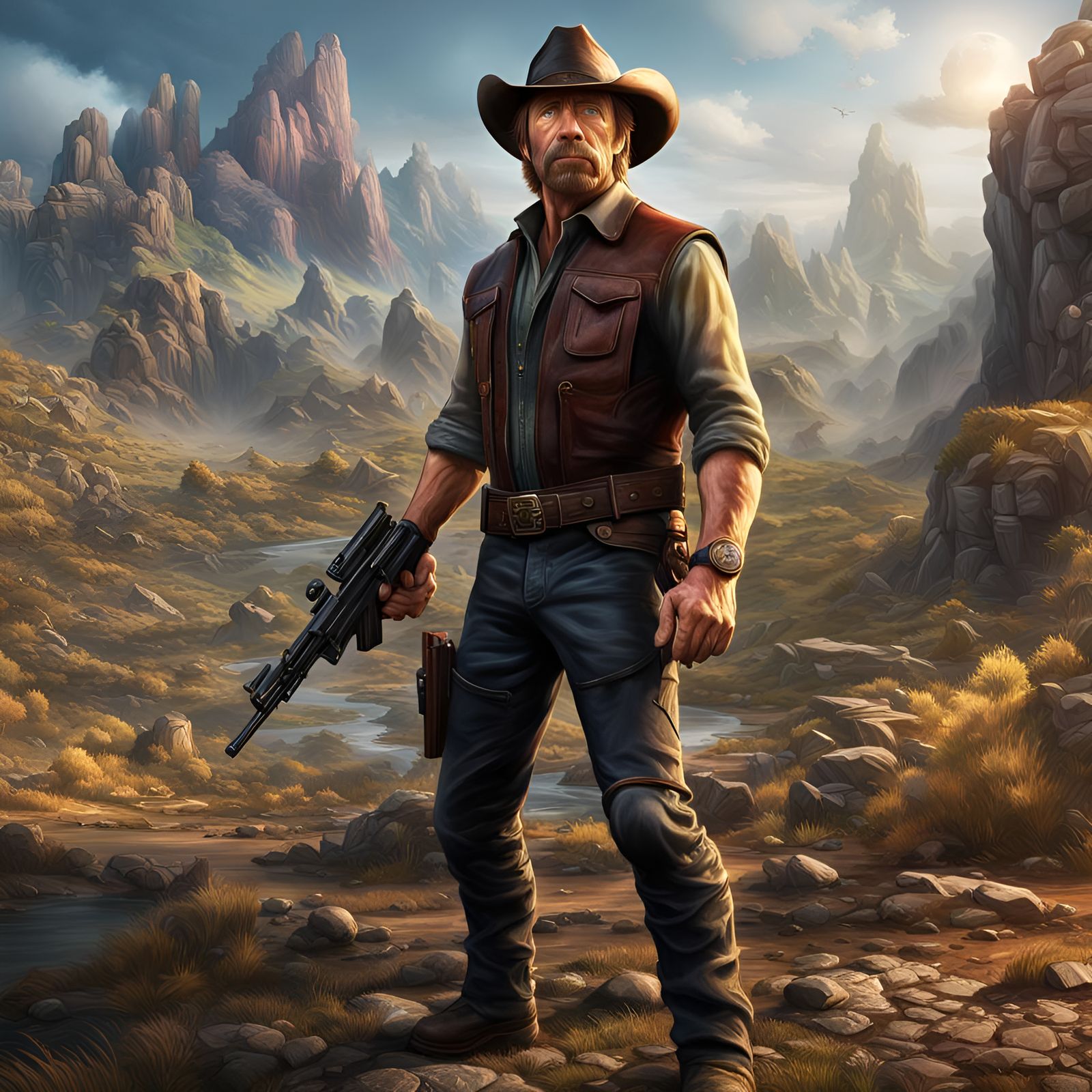 Photorealistic Portrait of Chuck Norris