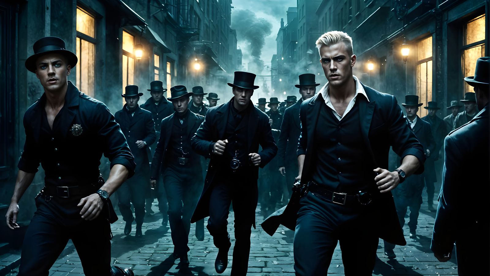 WWI Sailor Running From Gangsters, Comic Book Style