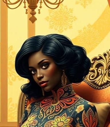 Victorian Woman in Kirigami Style with Zentangle Patterns