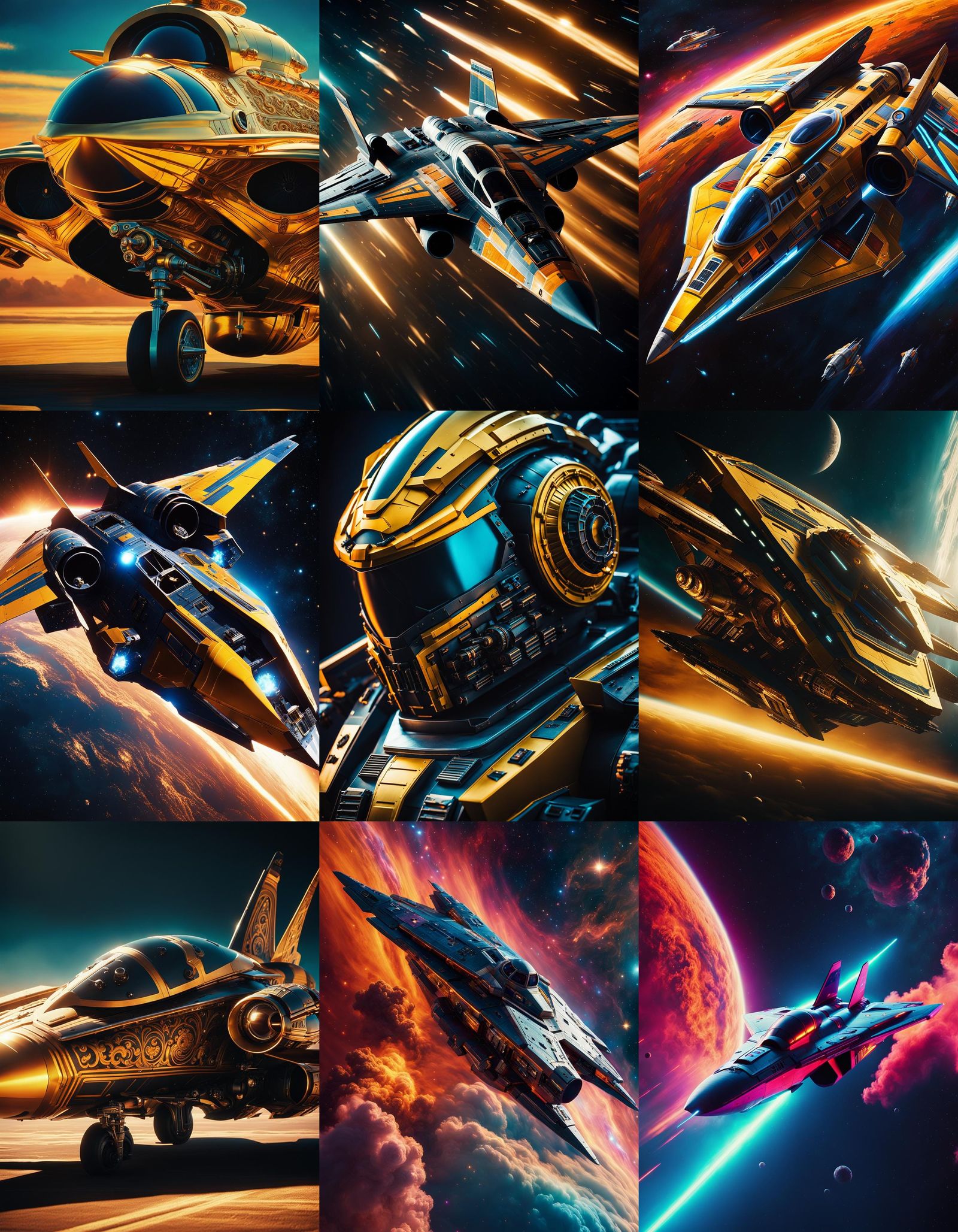 Baroque Space Interceptor Fighter in Cinematic Style