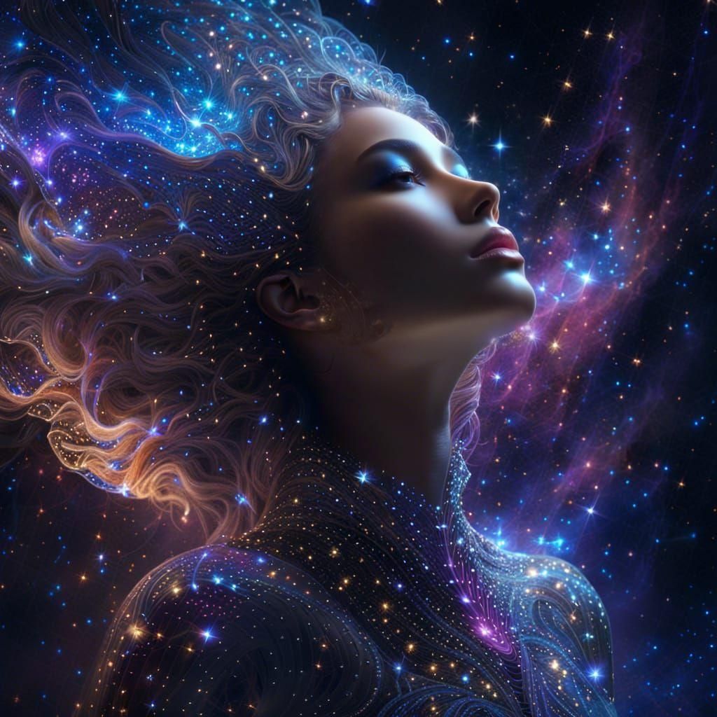 Celestial Being Made of Stars and Nebula
