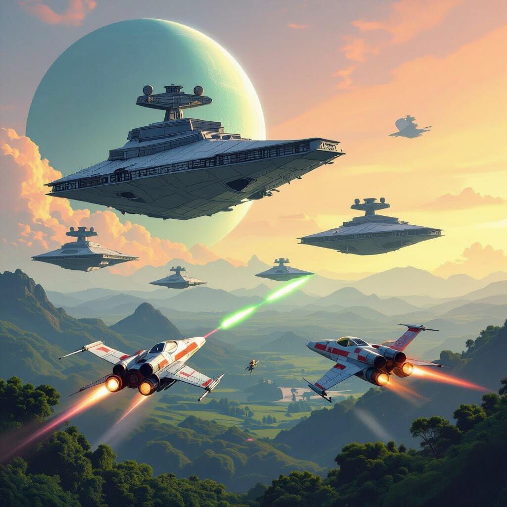 Epic Star Wars Fleet Arrives Above Lush Planet