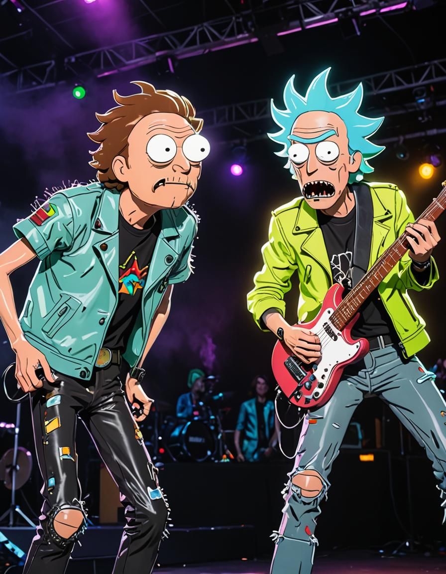 Rick and Morty Rock Concert in Neo-Expressionism