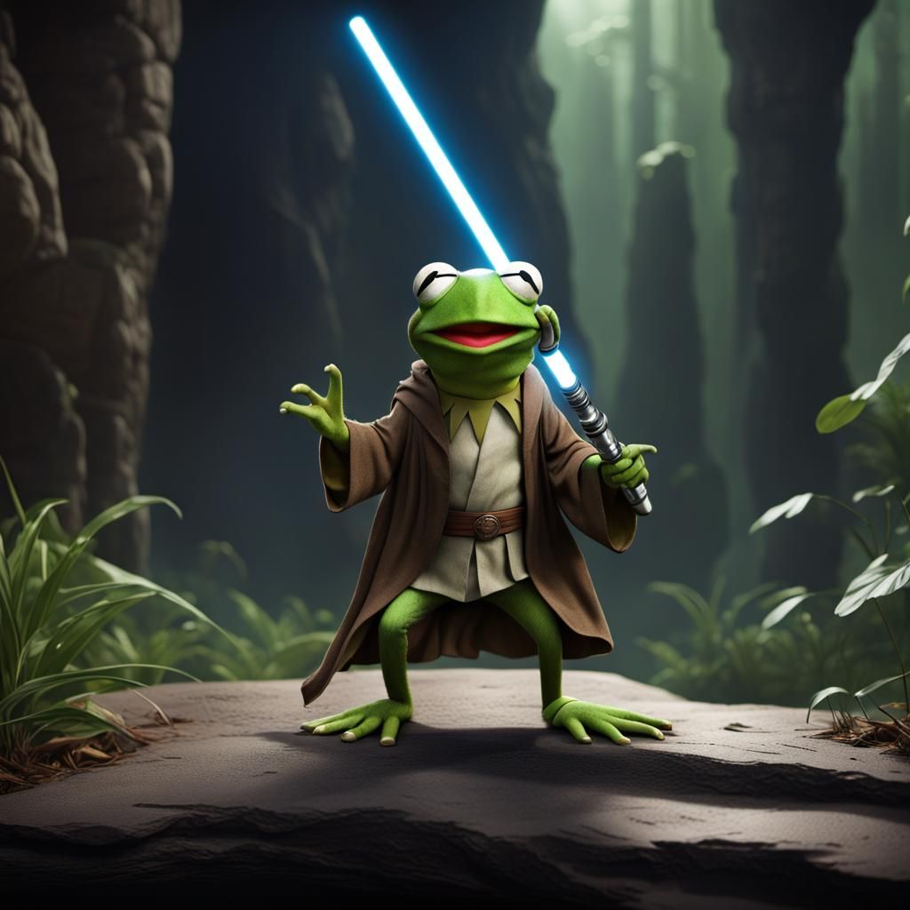 Master Kermit uses the force