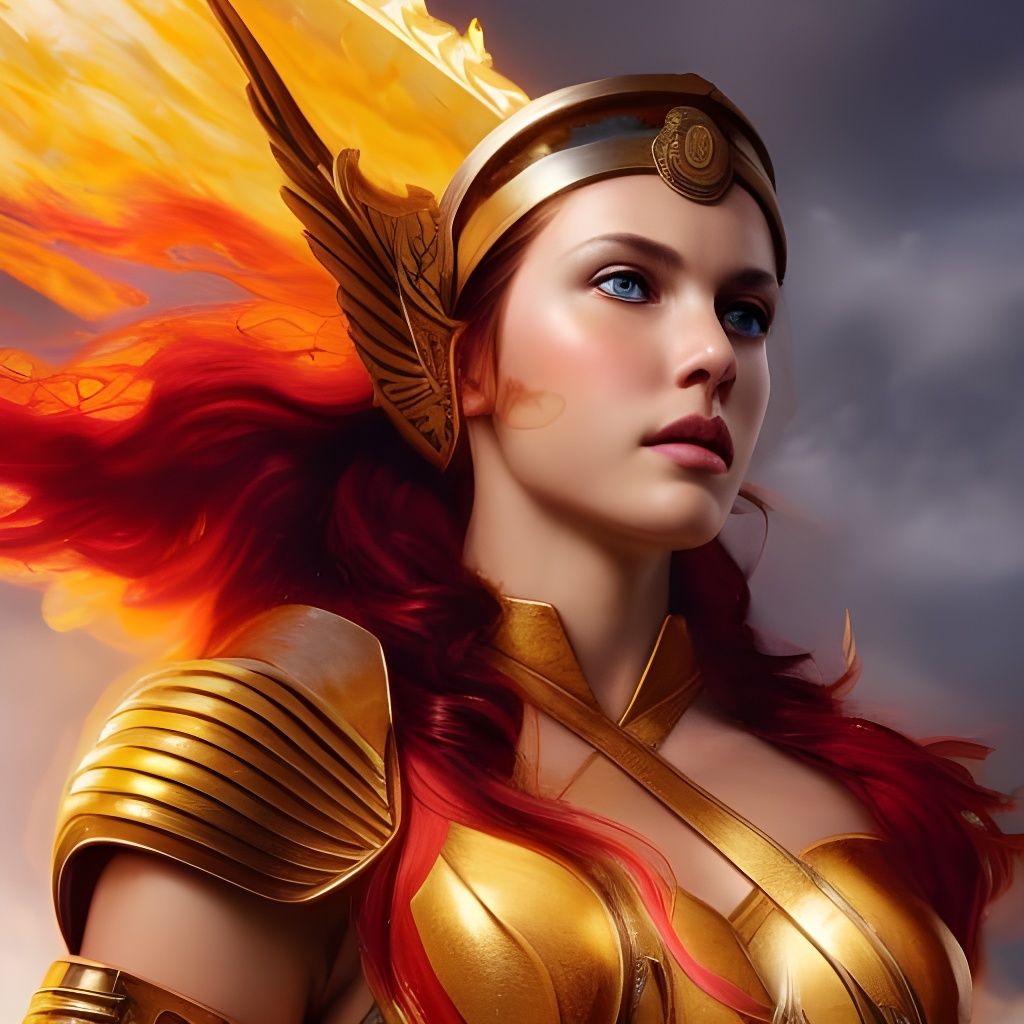 Hestia as Fiery Warrior Goddess in Digital Painting