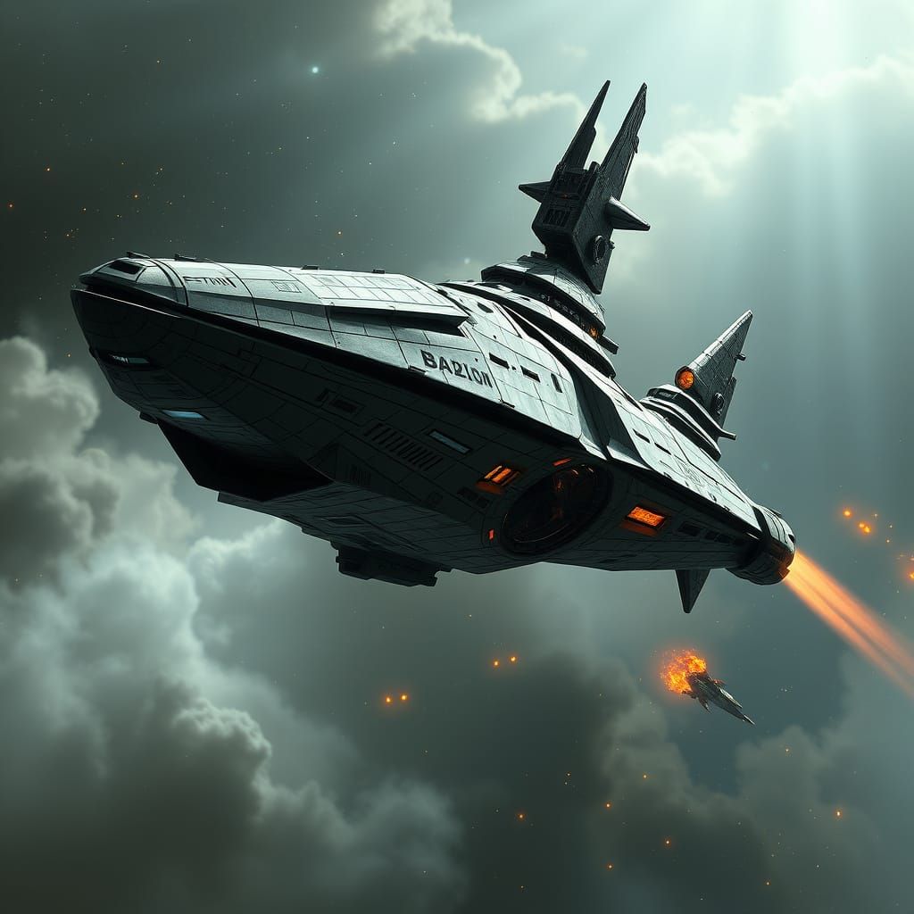 Babylon 5 Space Station in Futuristic Style