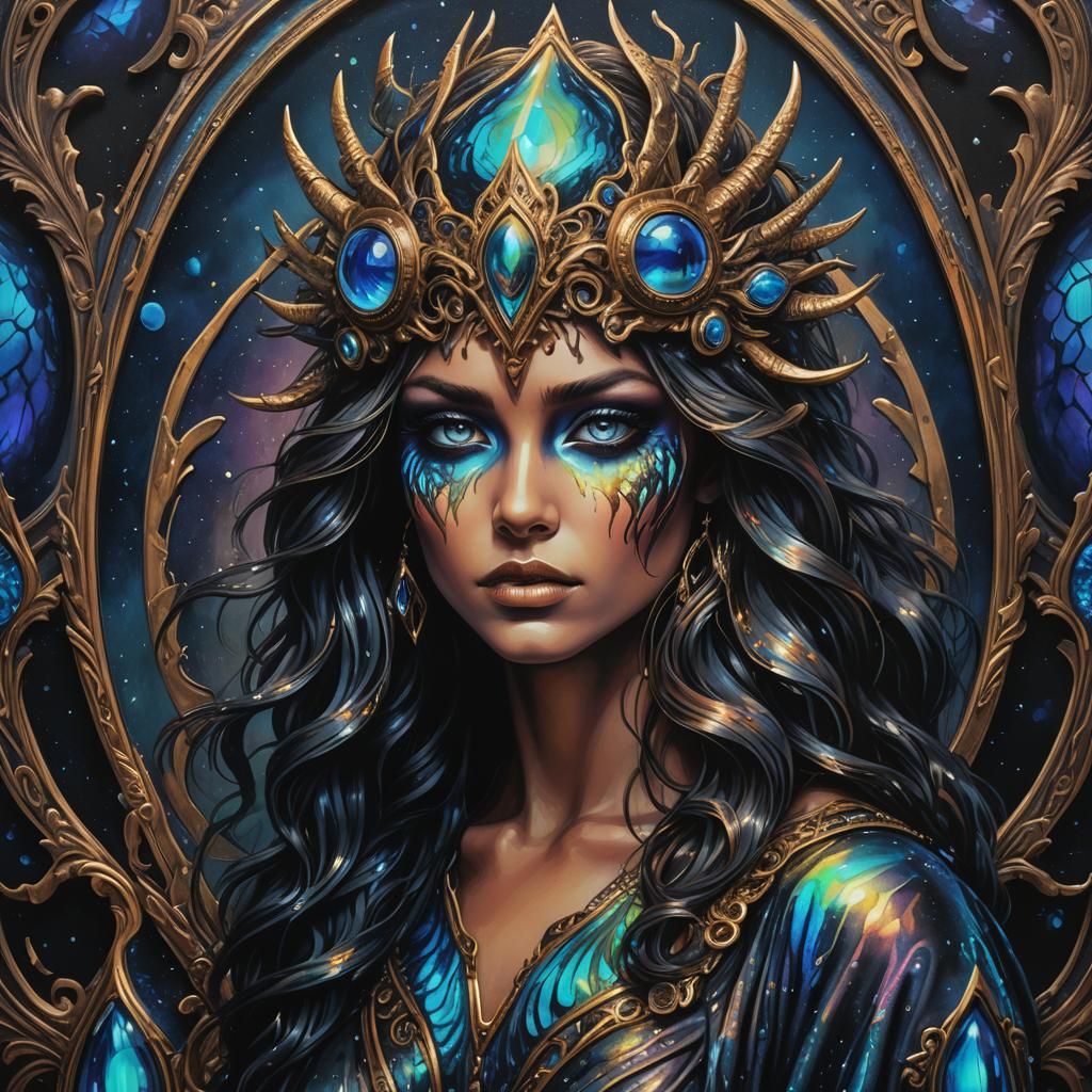 Valkyrie with Neon Eyes in Pop Art Style