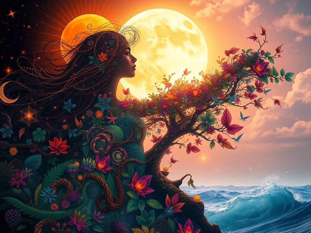 Ethereal Goddess Embodied in Fantastical Worlds