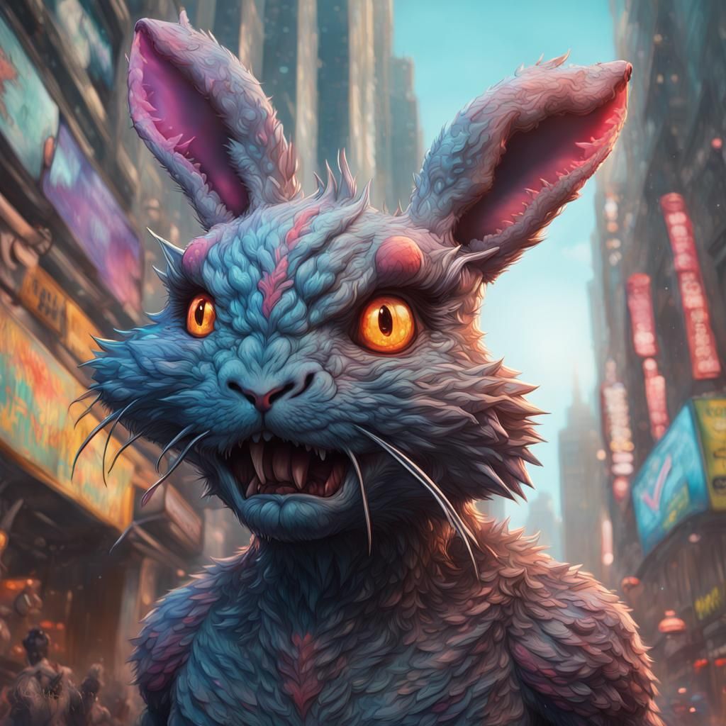 Kaiju Furry Bunny Pokemon in Epic Digital Painting