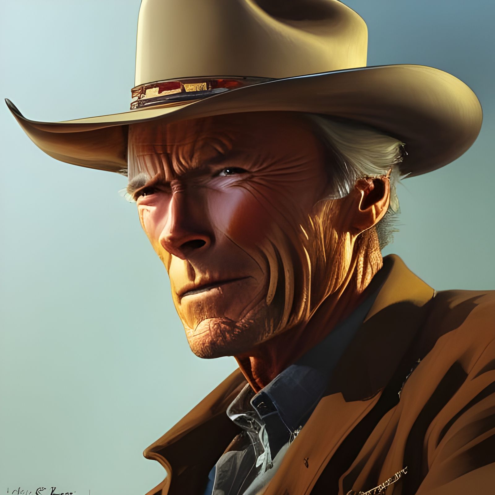 Cowboy Portrait in Hyperdetailed Digital Art Style