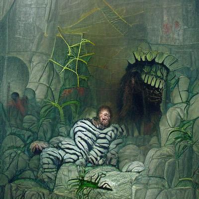 Imprisoned Jungle Monster: Horror Art
