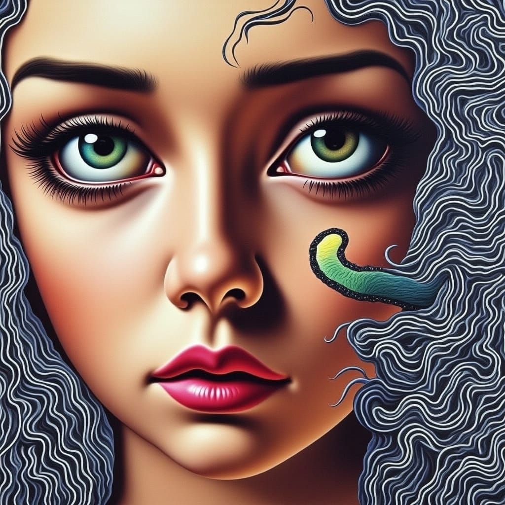 Surreal Sushi Portrait in Acrylic Painting Style