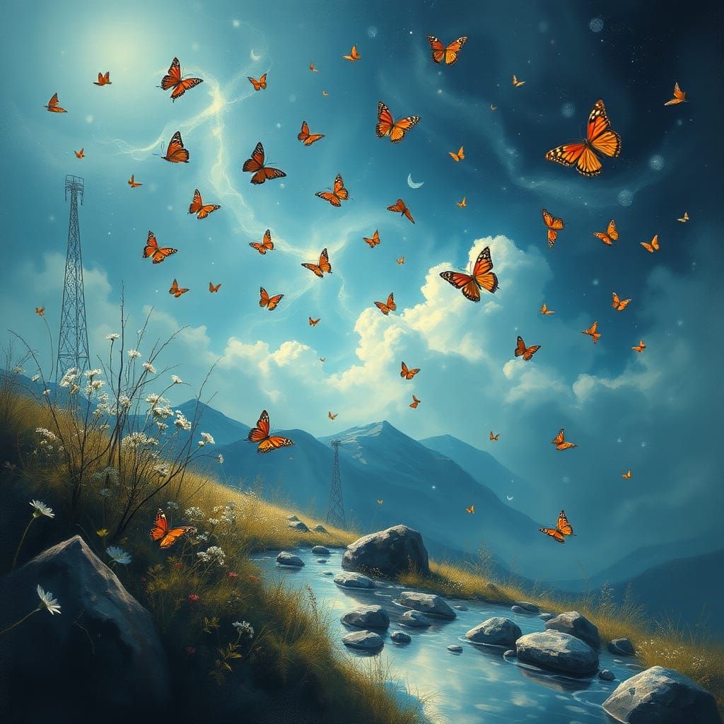 Dreamlike Butterflies in Flowing Impressionistic Style
