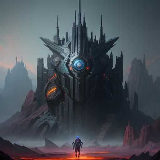 Detailed Matte Painting of a Future Robot God