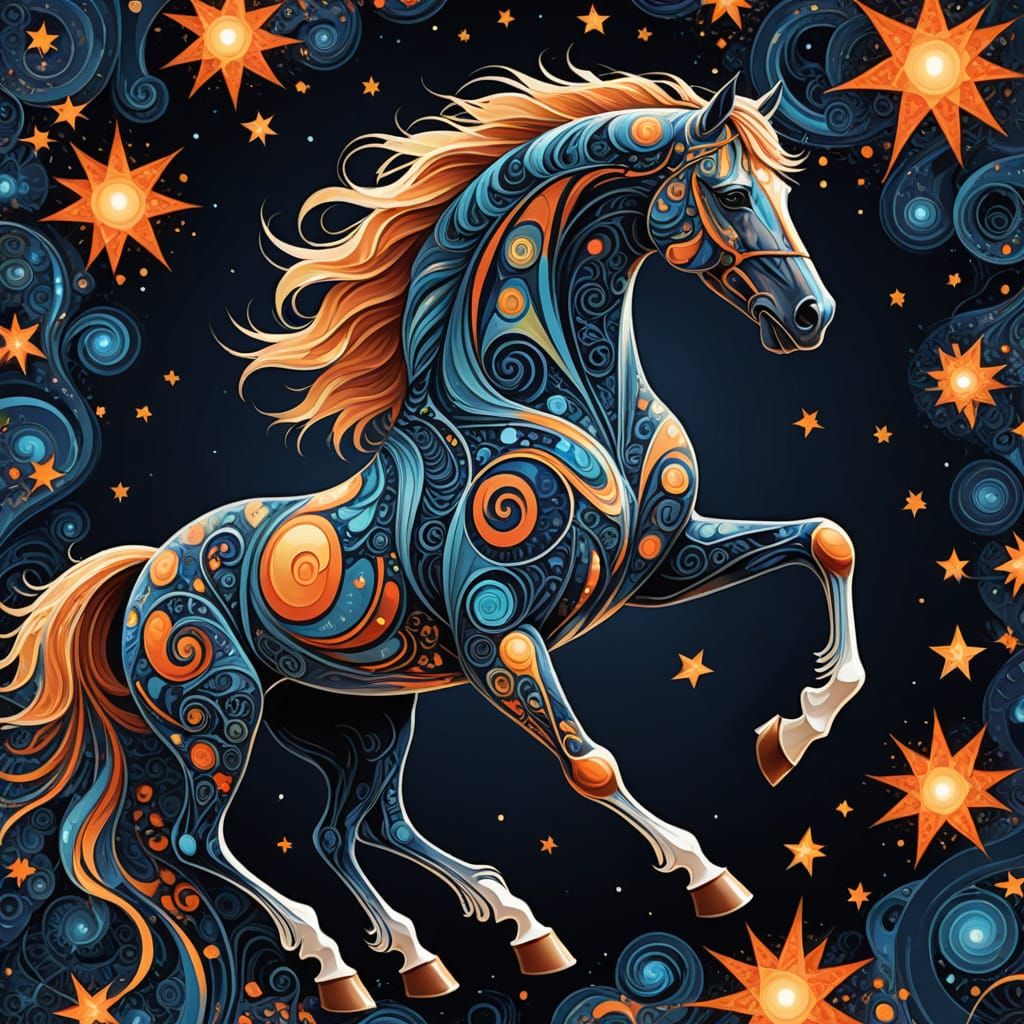 War Painted horse in stars