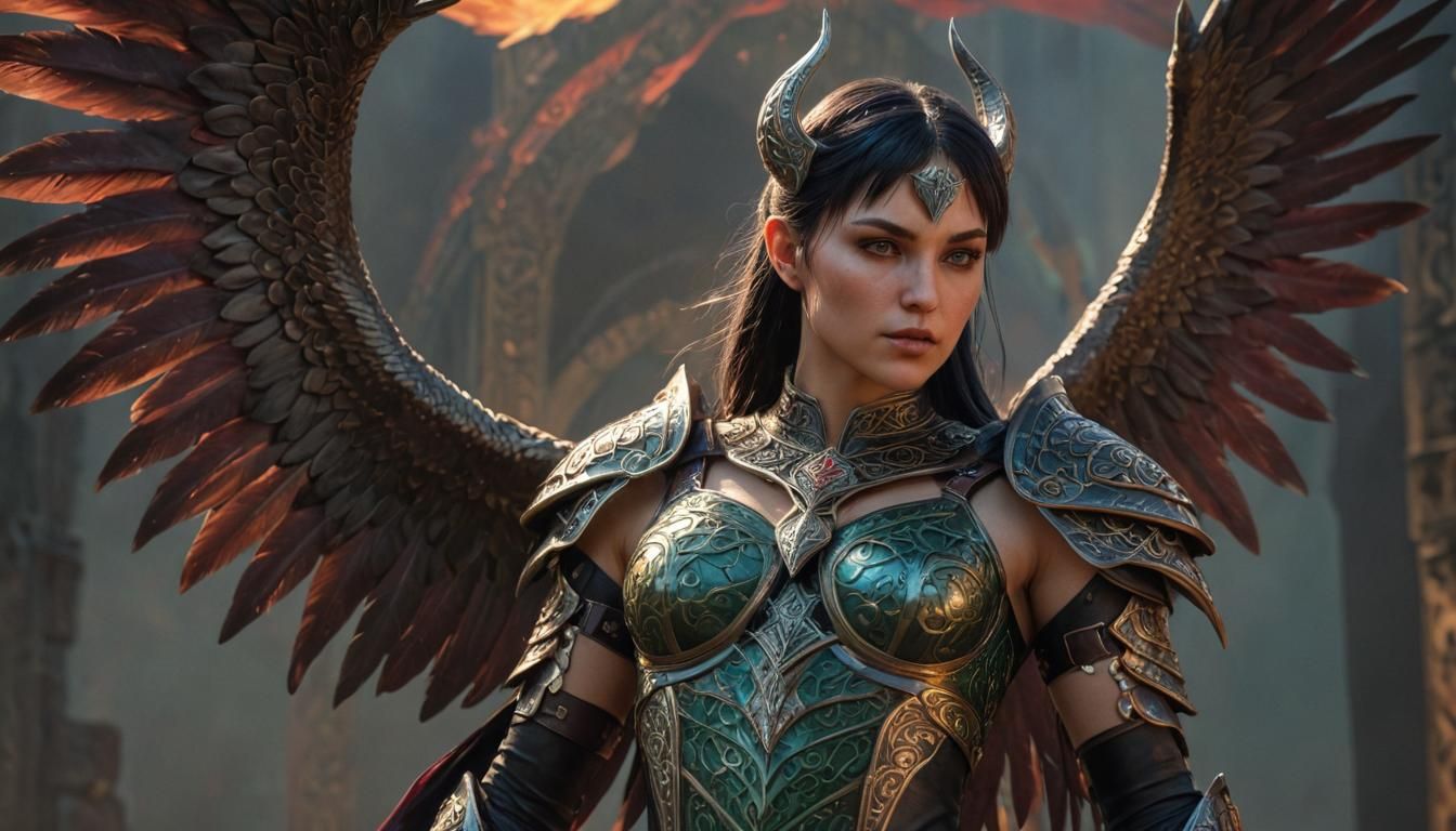 Morrigan, Celtic Goddess of War in Splash Art Style