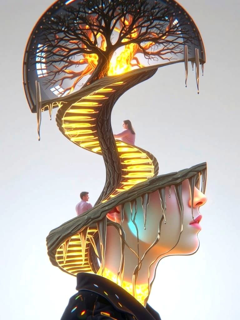 Abstract Double Exposure: Tree Silhouettes in Heads