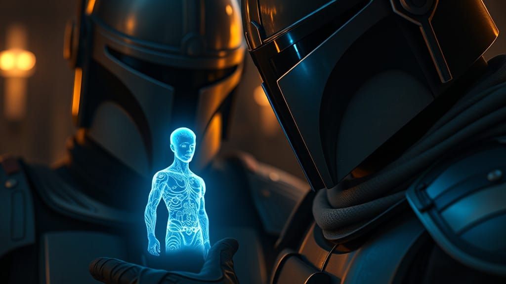 Bounty Hunter Contemplates Suspect in Hyper-Realistic Hologr...