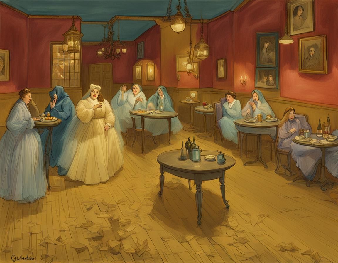Night Cafe: Women in Tulle and Satin Robes