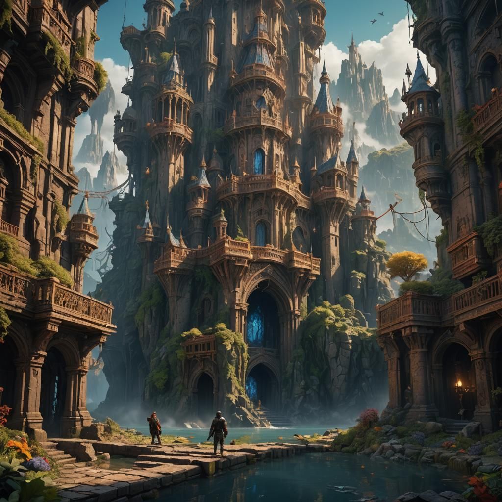 Fantastical Man in Detailed Matte Painting