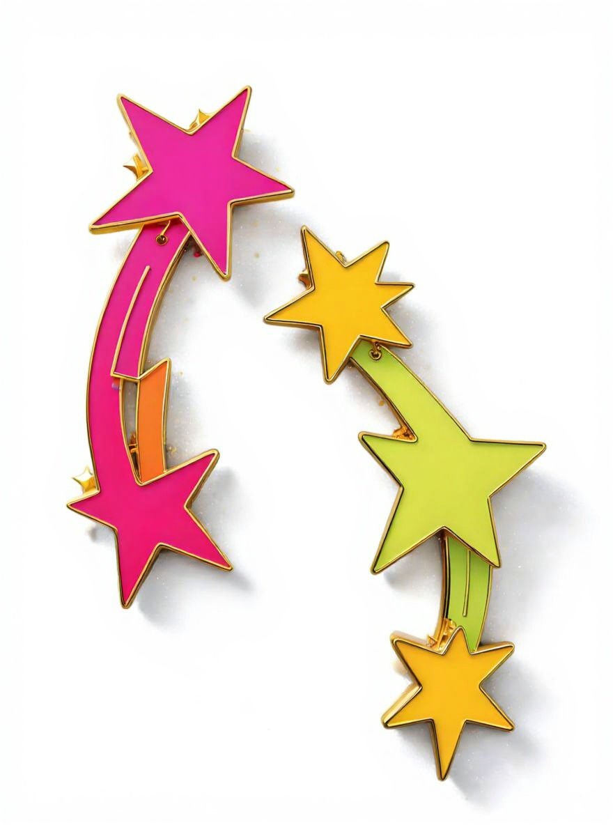 Retro-Futuristic Earrings in Neon Disco Style