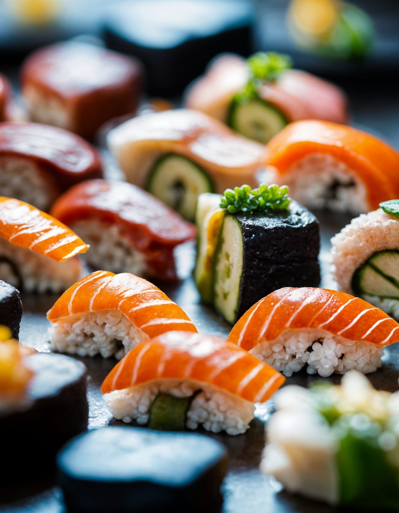 Abstract Sushi Art: Food Photography Masterpiece