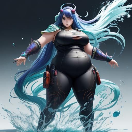 Hyperrealistic Full Body Anime Girl Splash Art
