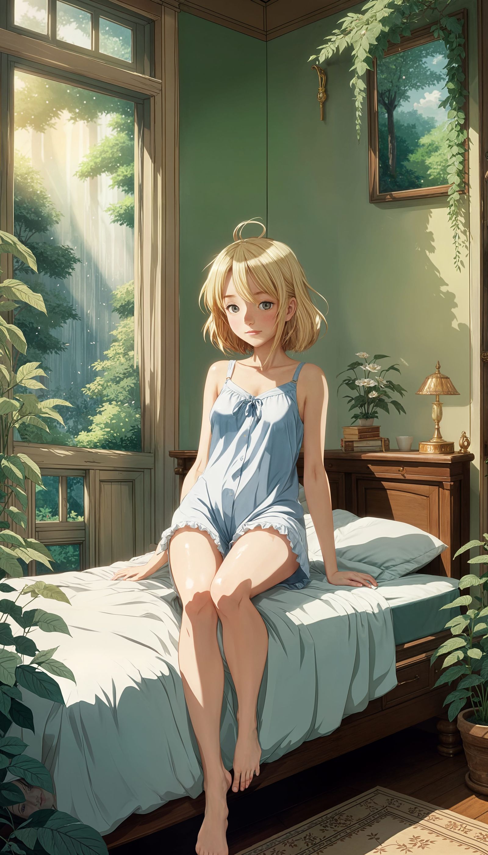 Blonde in Sleepwear, Studio Ghibli Anime Key Visual