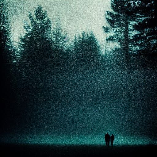 Eerie Abstract Ghostly Figures in Dark Surrealism