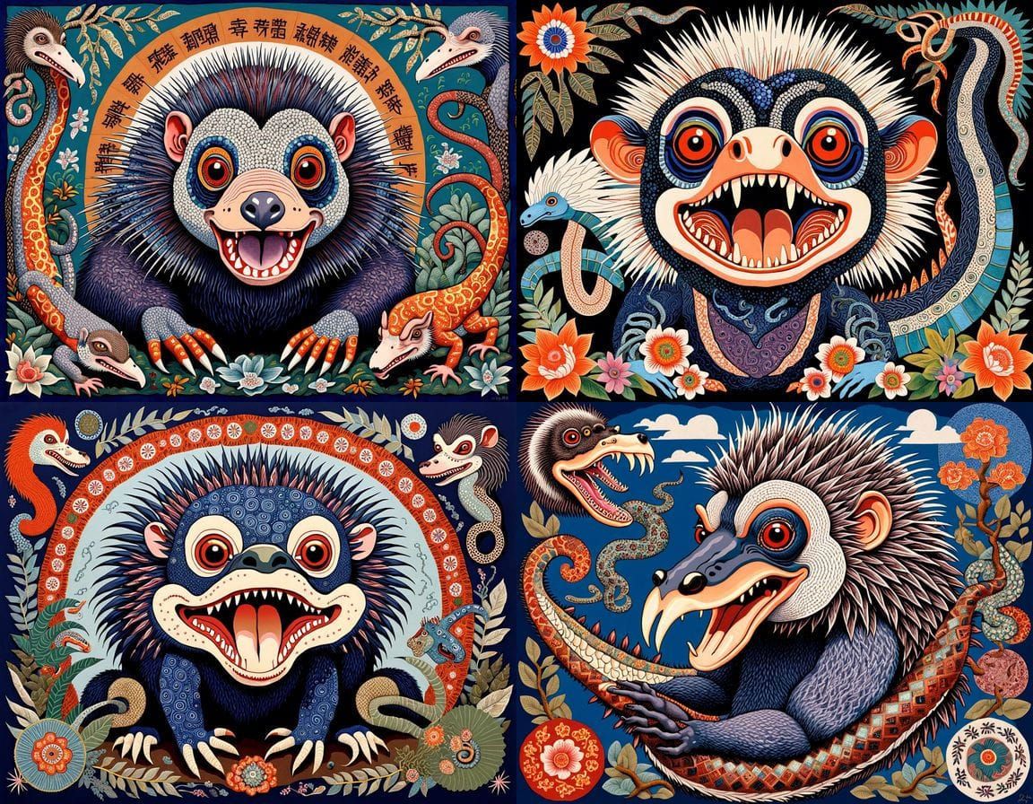 Surreal Whimsical Creature in Textile Art Style