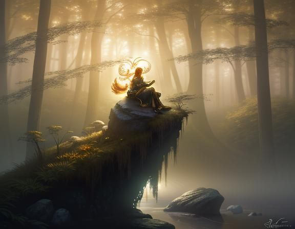 Amphibioid in Misty Forest: 3D Fantasy Art