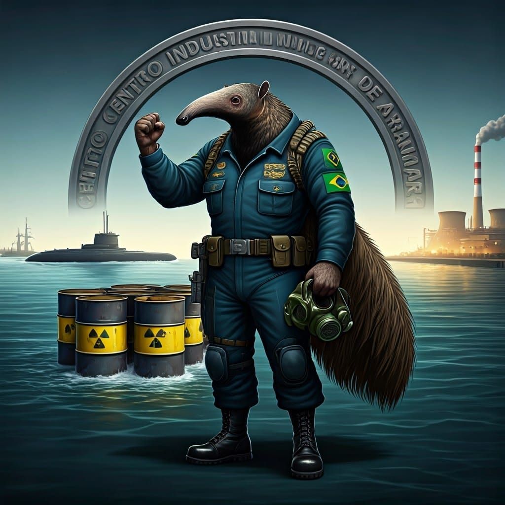 Anteater Mascot in Industrial Nuclear Plant: Comic Book Styl...