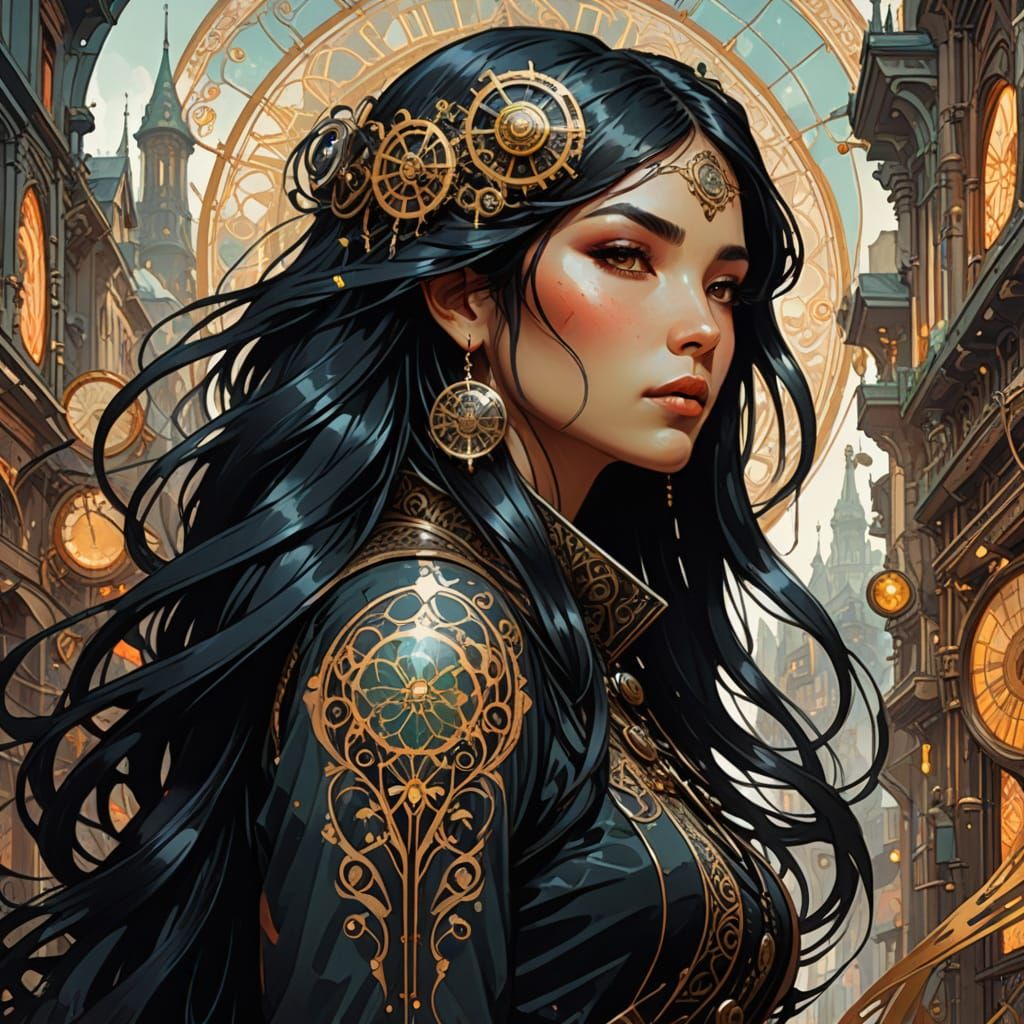Steampunk Beauty with Alphonse Mucha Influences