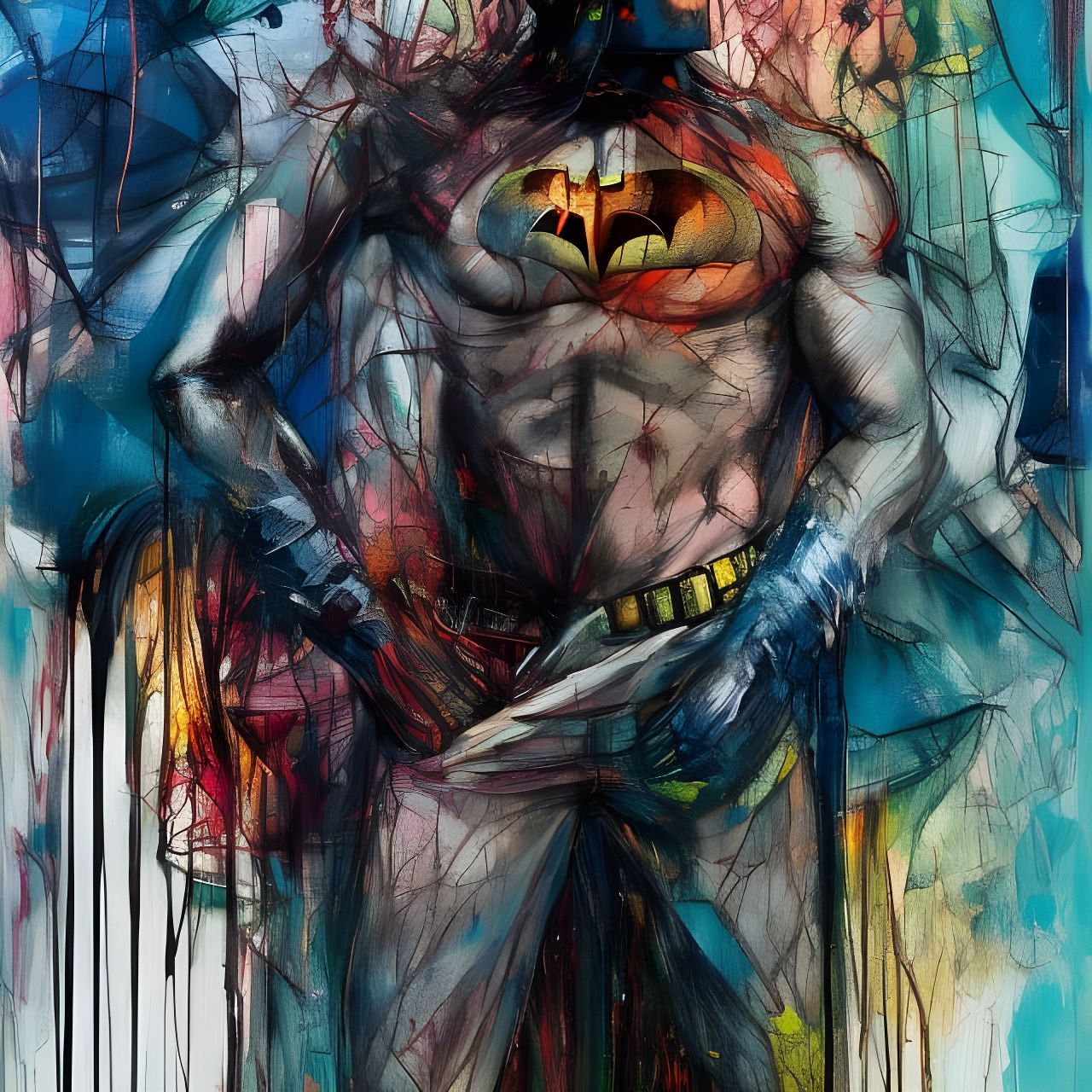 Batman Portrait in Expressionist Impasto Painting Style