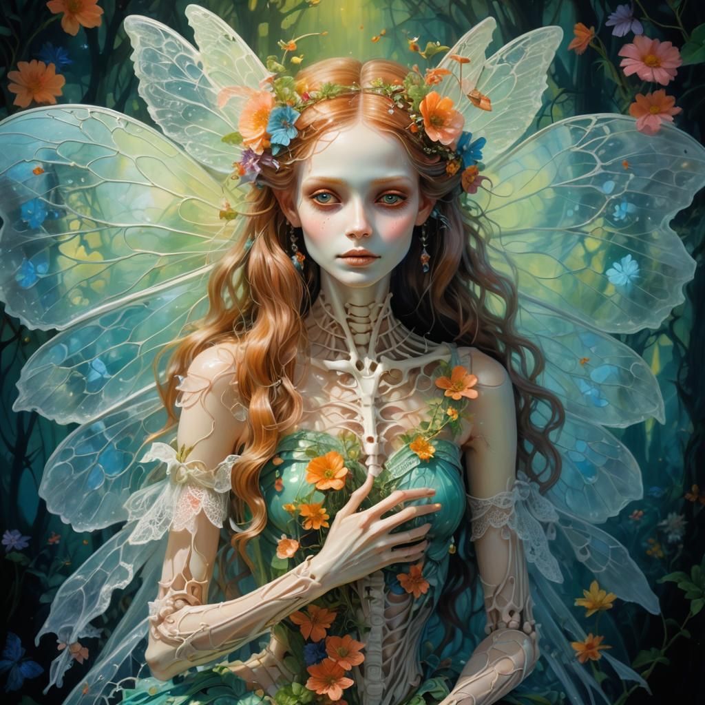 Skeletal Fairy in Dreamy Classicism Style