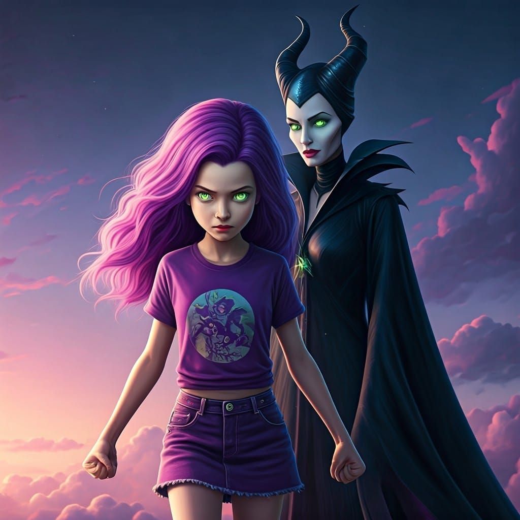 Mal Descendants Confronts Maleficent in Fantasy Art