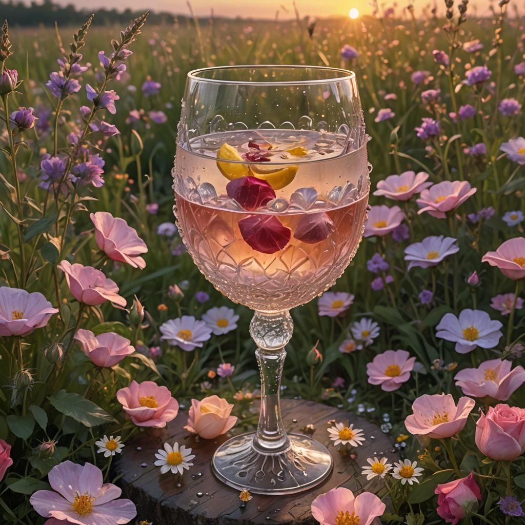 Nectar Goblet in Wildflower Field: Digital Art
