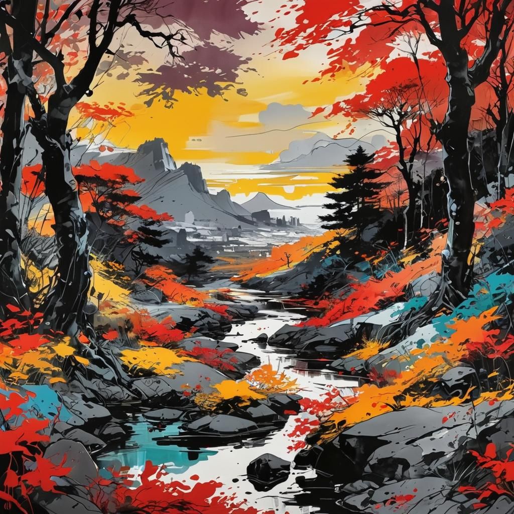 in the style of Marjane Satrapi, Yoji Shinkawa, featuring colorful ink wash paintings, soft edges, and blurred details. ...