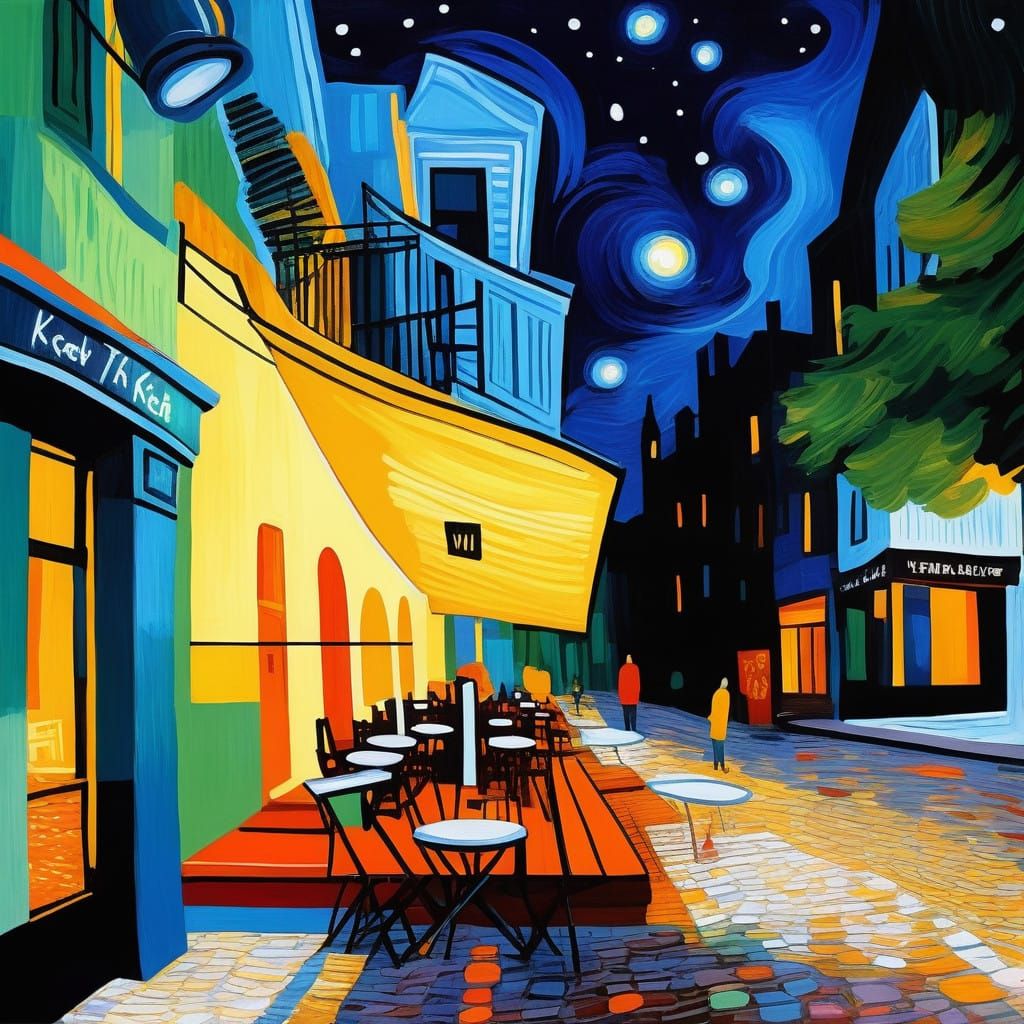 Dreamy NightCafe Scene in Vibrant, Expressive Brushstrokes