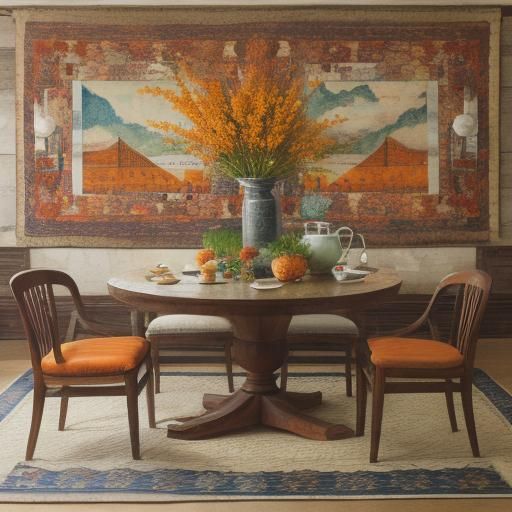 Vibrant Autumnal Home Interior with Orange Plates