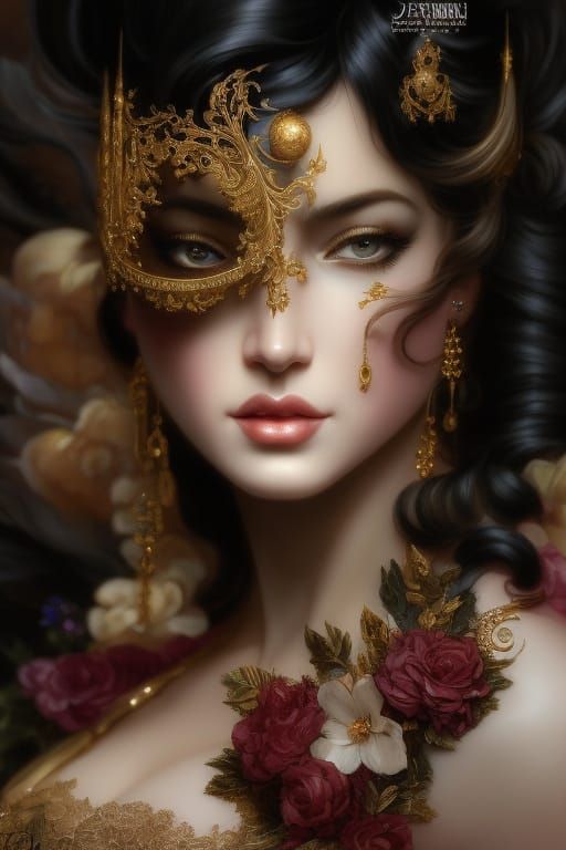 Rococo Princess Portrait in Dark Colors