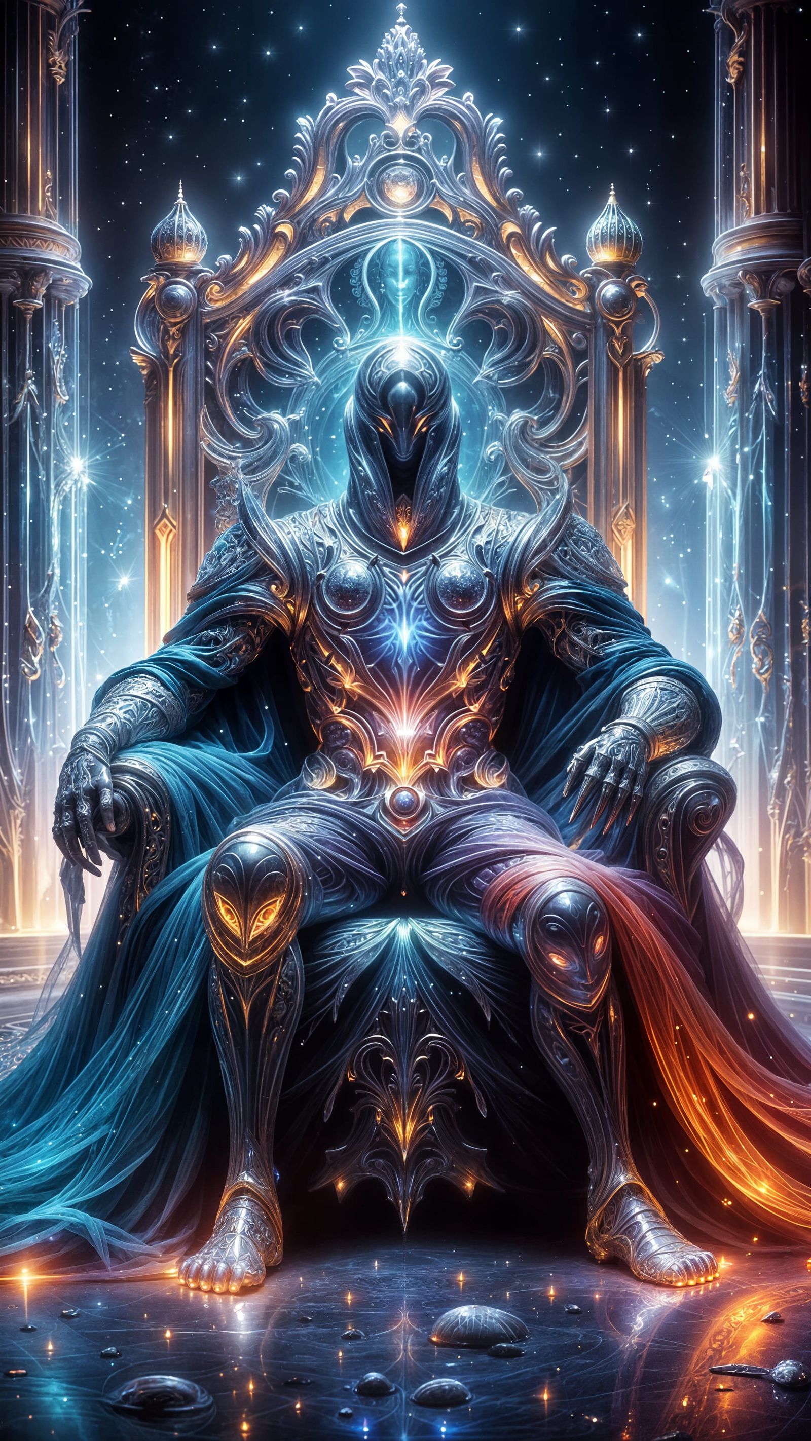 Translucent Tapestry Knighting Scene in Prismatic Light