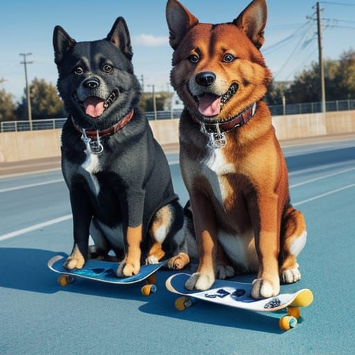 Adorable Dogs Skateboarding in Urban Style