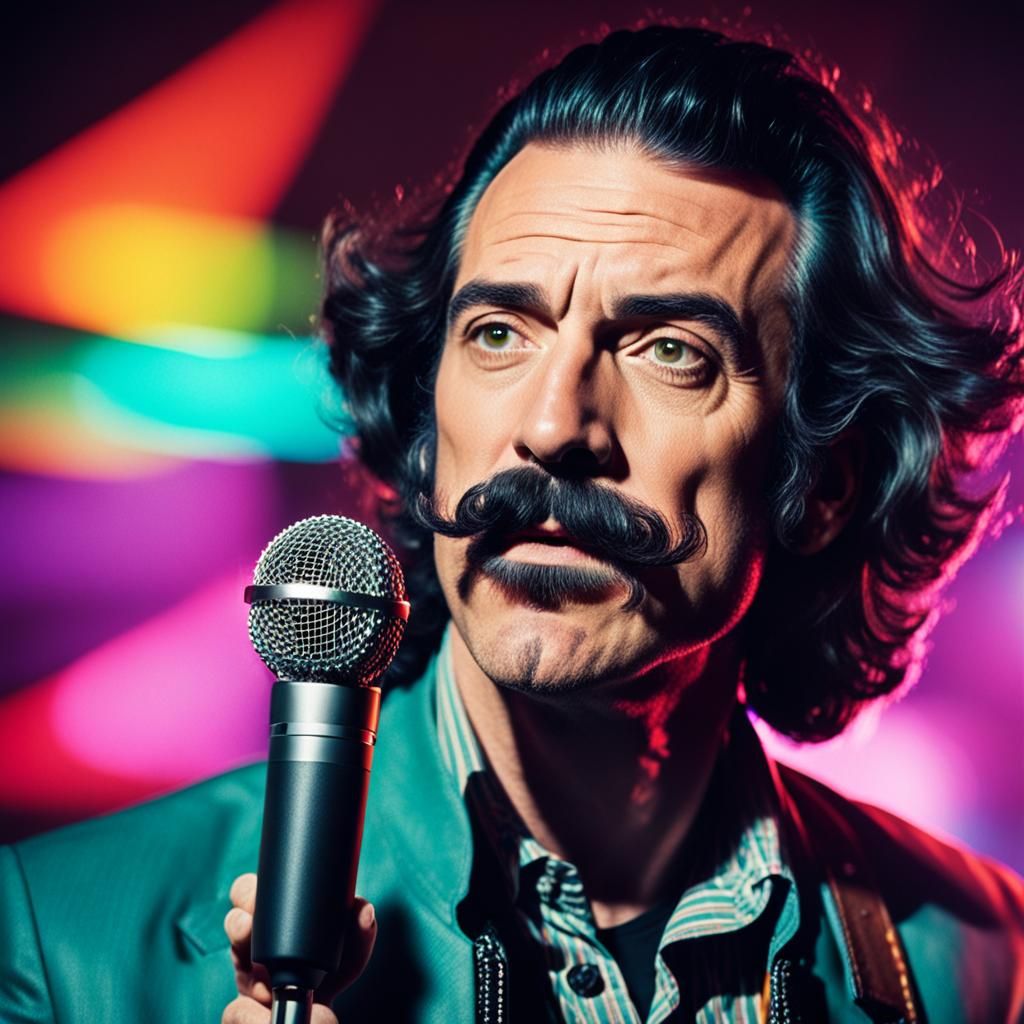 Vintage Cinematic Rock Singer in Concert