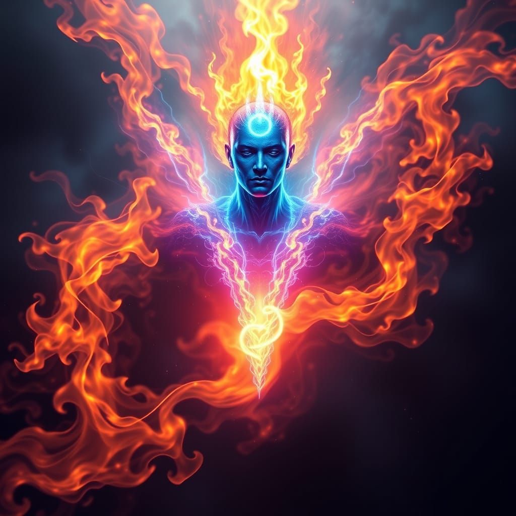 Cyberpunk Flame Core Ignites with Radiant Energy