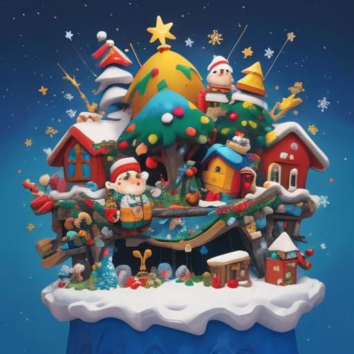 Rudolph and Santa Share a Joint in Abstract Expressionism